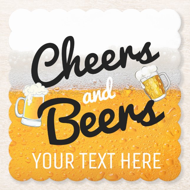 Cheers and Bees|Frosty Icy Cold Beer Paper Coaster (Front)
