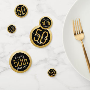 Cheers Any Year Elegant Black Gold Birthday Table Confetti