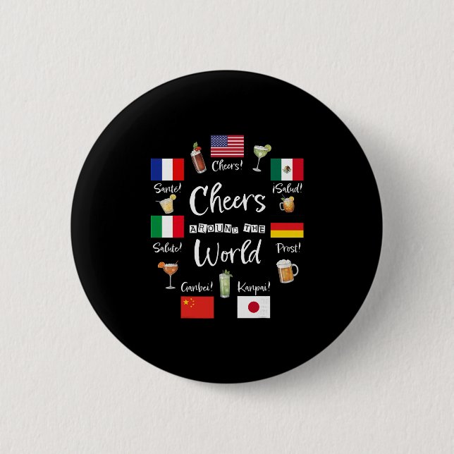 Cheers Around The World Vacation Drinking Funny Dr Button (Front)