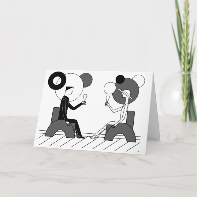 "Cheers!" Art Deco Card (Front)