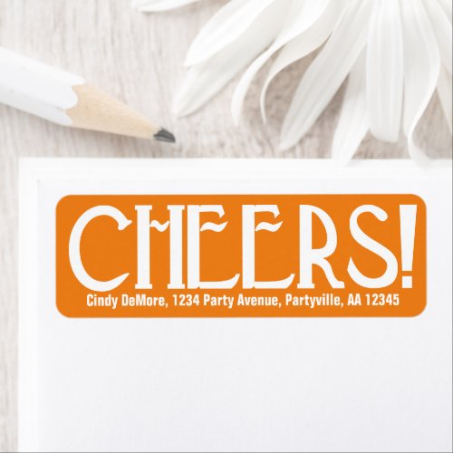 Cheers Art Deco Orange Address Label