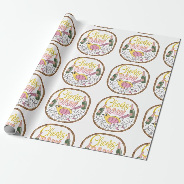 CHEERS BAM BIRD Wrapping Paper Mahjong Cute! (Unrolled)