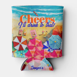Cheers Beach Life Birthday Party Favor Can Cooler