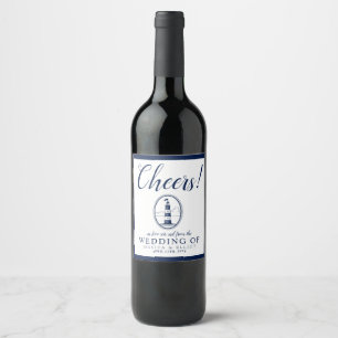 Cheers! Beach Lighthouse Wedding Theme Wine Label