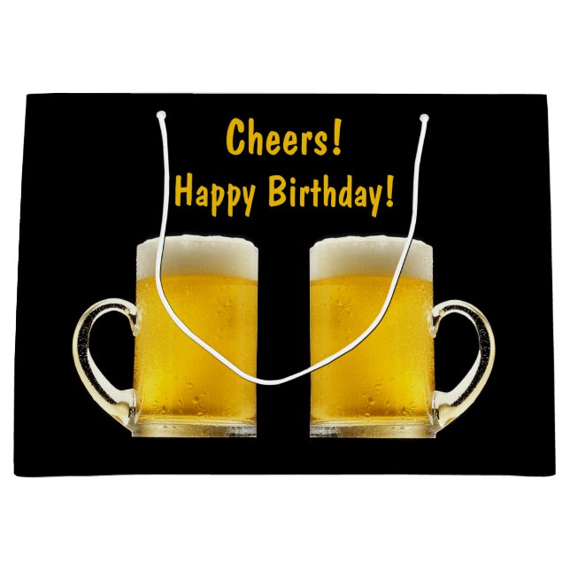 Cheers  Beer Alcohol Birthday Celebration Drinks Large Gift Bag (Front)