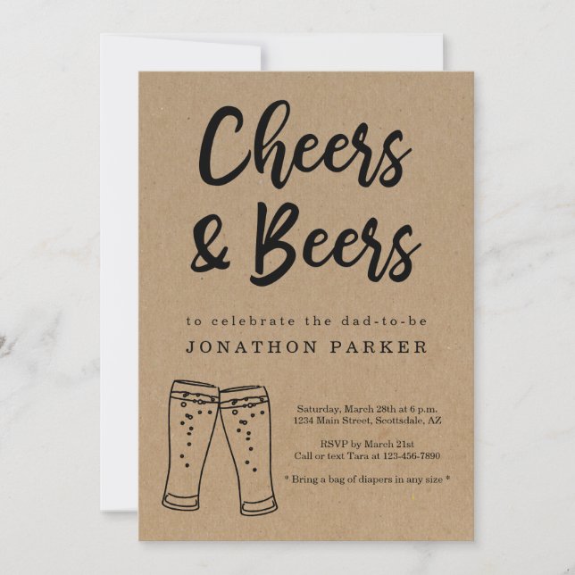 Cheers & Beer Diaper Party - Daddy Guy Men Shower Invitation (Front)
