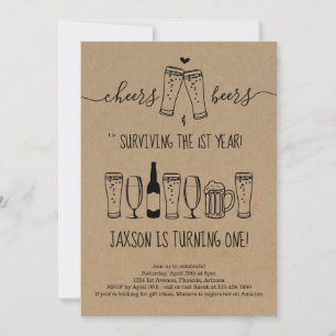 Cheers & Beer First Birthday Party Invitation