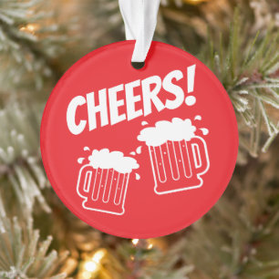Cheers beer jugs custom Christmas tree ornament
