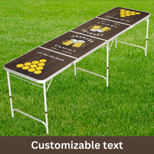 Cheers Beer Mugs Family Name Cool Fun Rustic Wood Pong Table