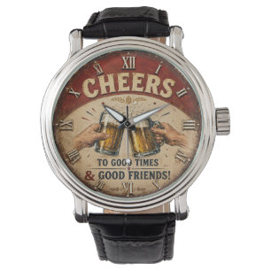 Cheers Beer Rustic Bar Vintage Pub Decor Man Cave Watch