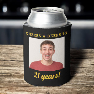Cheers & Beers 21st Birthday Years Photo Keepsake Can Cooler