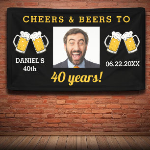 Cheers & Beers 40 Years Birthday Photo Keepsake Banner