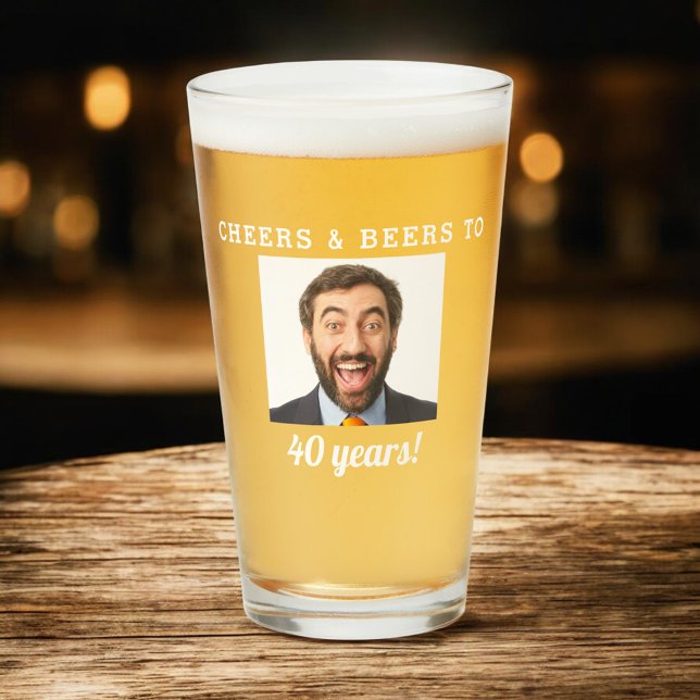 Cheers & Beers 40 Years Old Birthday Photo Glass (Creator Uploaded)