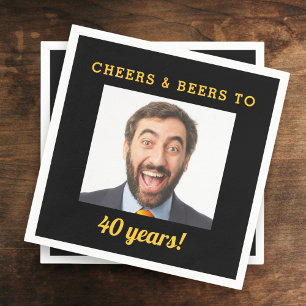 Cheers & Beers 40 Years Old Birthday Photo Napkins
