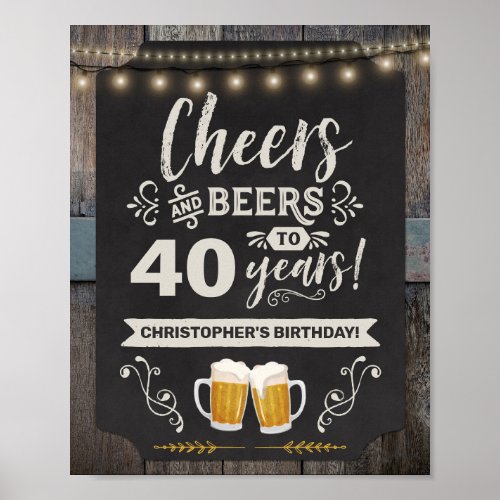 Cheers  Beers 40th Welcome Sign