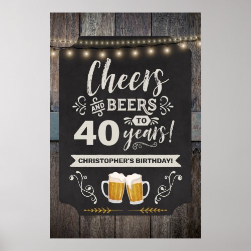 Cheers  Beers 40th Welcome Sign 20x30