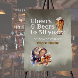 Cheers Beers 50 Years Black Smokey Men's Birthday Foam Board