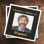 Cheers & Beers 50 Years Old Birthday Photo Napkins<br><div class="desc">Celebrate turning 50 in style with these fun “Cheers and Beers” birthday photo napkins. Perfect for milestone parties,  these napkins feature your own photo along with bold celebratory text. A unique way to add personality and laughter to your 50th birthday celebration.</div>