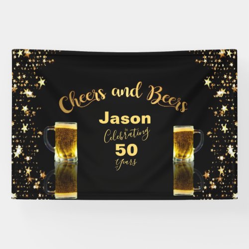 Cheers  Beers 50th Birthday 4x6 Banner