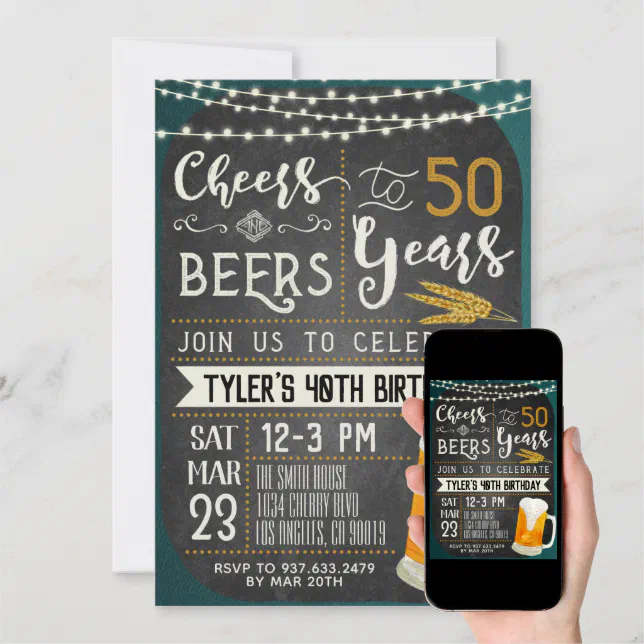 Cheers And Beers 50th Birthday Invitation Zazzle