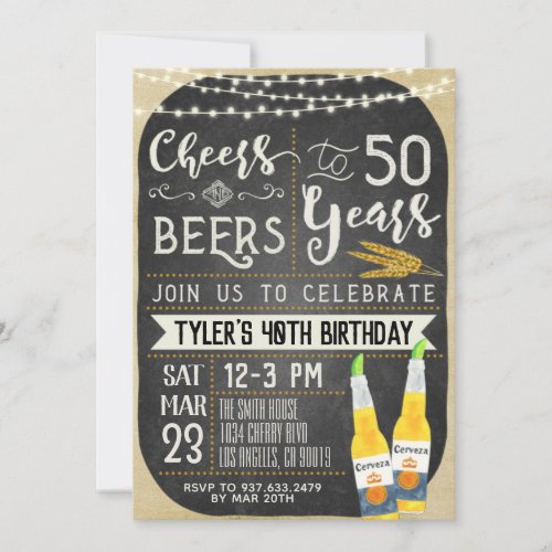 Cheers  Beers 50th Birthday Invitation