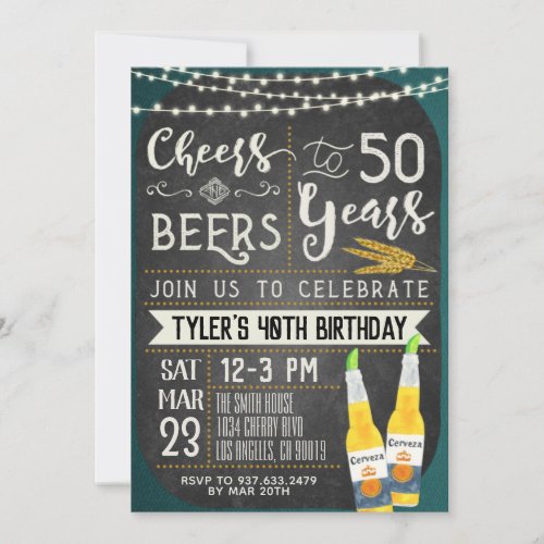 Cheers  Beers 50th Birthday Invitation