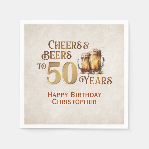 Cheers  Beers 50th Birthday Napkins