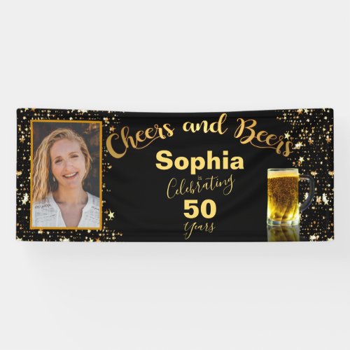 Cheers  Beers 50th Birthday Photo Banner