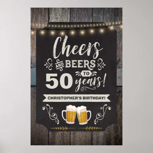 Cheers  Beers 50th Welcome Sign 20x30