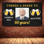 Cheers & Beers 60 Years Birthday Photo Keepsake Banner<br><div class="desc">Mark the milestone with this “Cheers and Beers” 60 years birthday keepsake banner. Featuring your own photo and bold celebratory design,  this banner is perfect for adding a festive touch to your party while doubling as a memorable keepsake.</div>