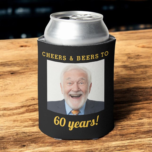 Cheers & Beers 60 Years Birthday Photo Keepsake Can Cooler (Creator Uploaded)