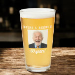 Cheers & Beers 60 Years Old Birthday Photo Glass<br><div class="desc">Raise a toast to 60 with this custom “Cheers and Beers” birthday photo glass. A fun and unique keepsake,  this glass features your own photo along with bold celebratory text—perfect for milestone birthday parties or as a memorable gift.</div>