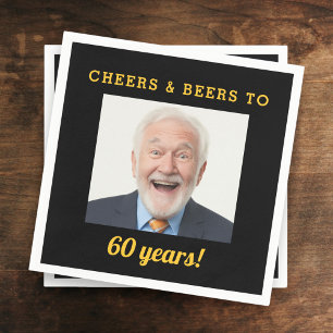 Cheers & Beers 60 Years Old Birthday Photo Napkins
