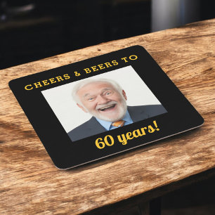 Cheers & Beers 60th Birthday Photo Milestone Square Paper Coaster
