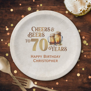 Cheers & Beers 70th Birthday Paper Plates
