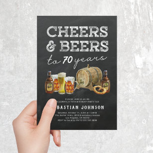 Cheers & Beers 70th Birthday Party Invitation