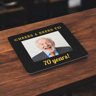Cheers & Beers 70th Birthday Photo Milestone Square Paper Coaster