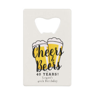 Cheers & Beers Adult Any Age Birthday Cream Credit Card Bottle Opener