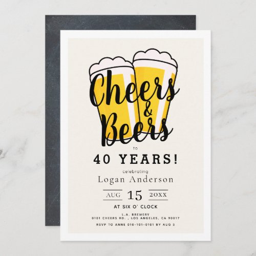 Cheers  Beers Adult Birthday Party Invitation