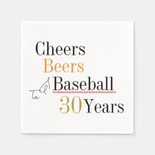 Cheers Beers and Baseball 30th Birthday Party Napkins