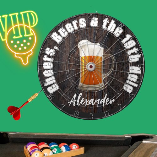 Cheers Beers and the 19th Hole Golf Balls Wood Dart Board