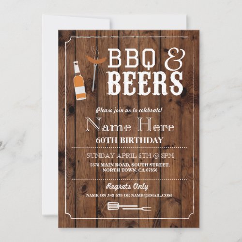 Cheers  Beers BBQ Birthday Party 30th 60th Invite
