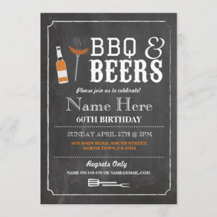 Cheers & Beers BBQ Birthday Party 30th 60th Invite