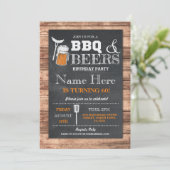 Cheers & Beers BBQ Birthday Party ANY AGE Invite (Standing Front)