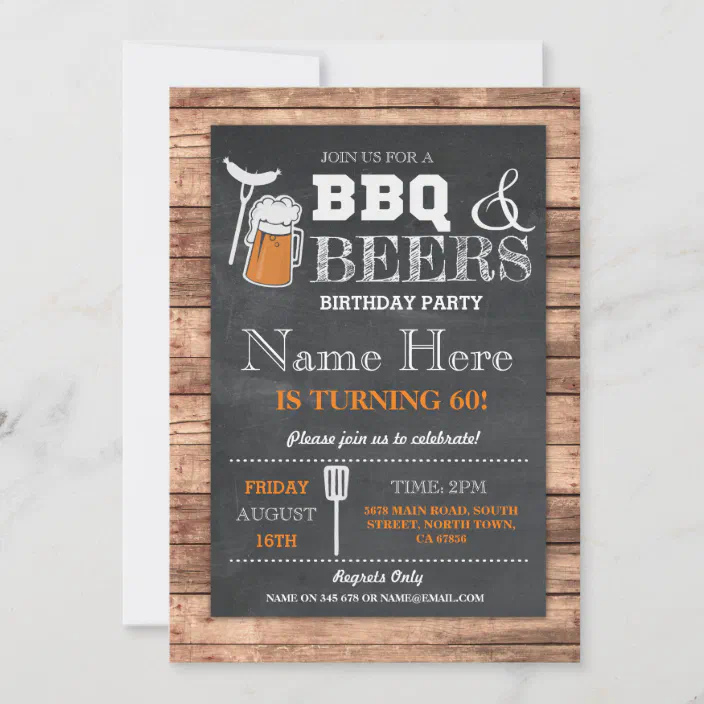 BBQ Barbecue Birthday Party Invites with Envelopes 18th 21st 30th 40th 50th