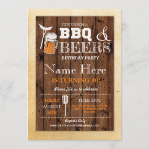 Cheers & Beers BBQ Birthday Party ANY AGE Invite