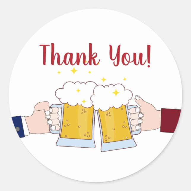 cheers, beers, beer thank you stickers (Front)
