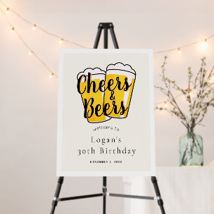 Cheers & Beers Beige Birthday Party Foam Board