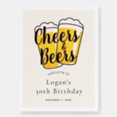 Cheers & Beers Beige Birthday Party Foam Board (Front)