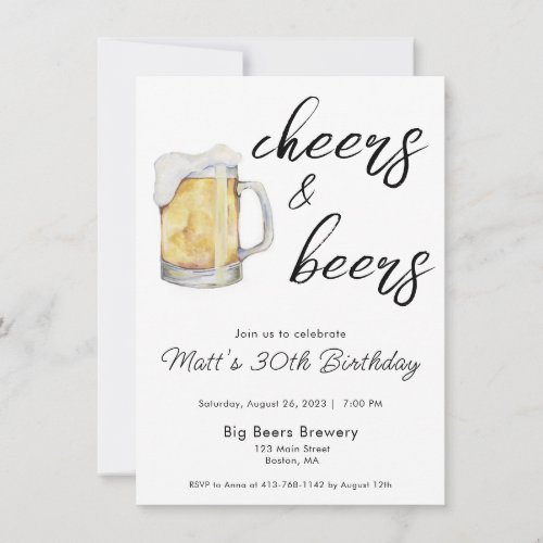 Cheers  Beers Birthday Invitation